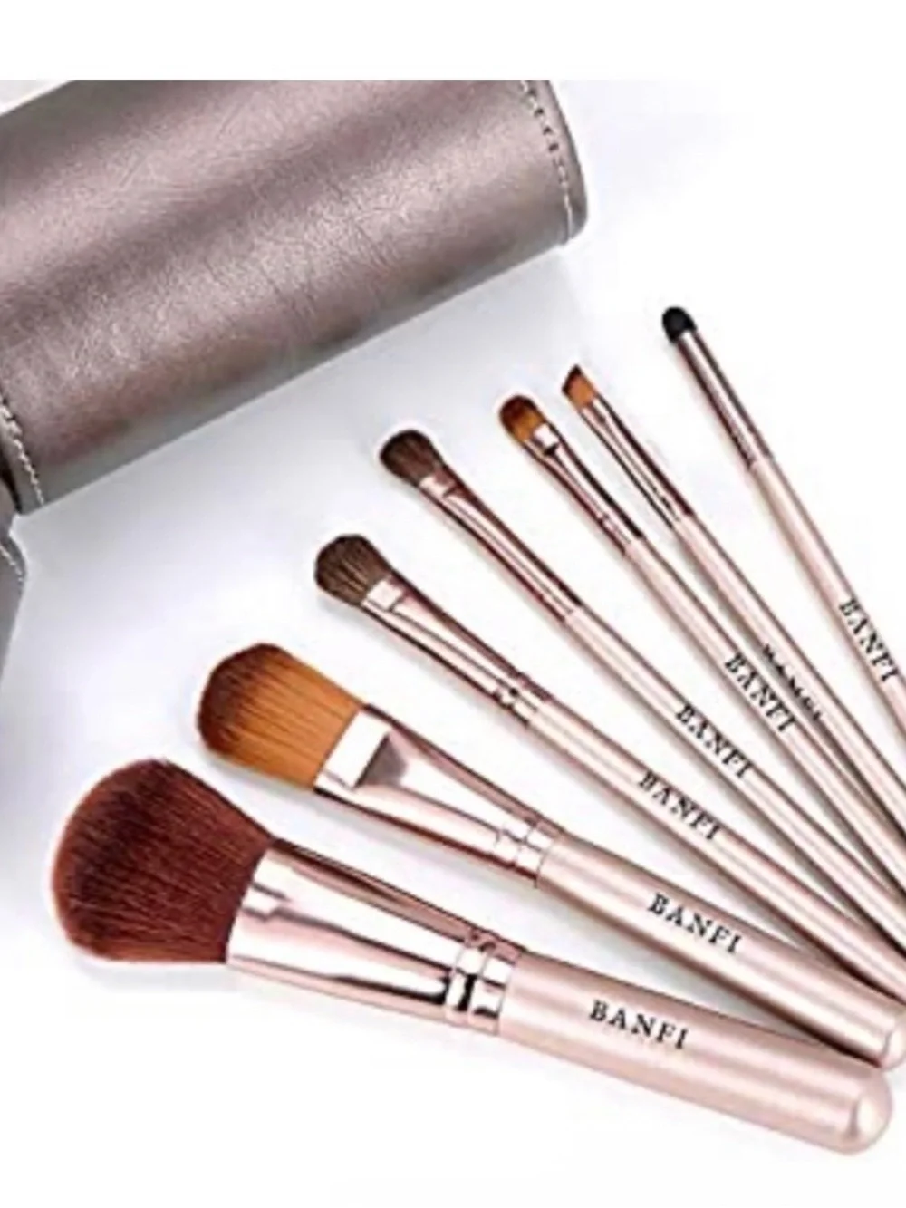Rose Metallic Makeup Brush Set with Travel Case - 7-Piece